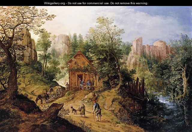 Mountain Valley with Inn and Castle 1593 - Pieter Stevens