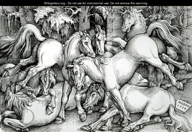Wild Horses Fighting 1534 - Hans Baldung Grien