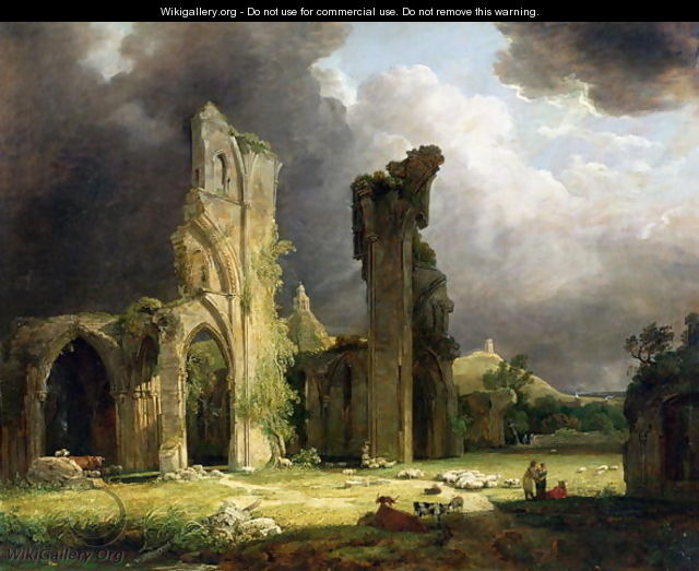 Glastonbury Abbey with the Tor beyond - George Arnald