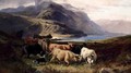 Highland Cattle with a Collie - Joseph Adam