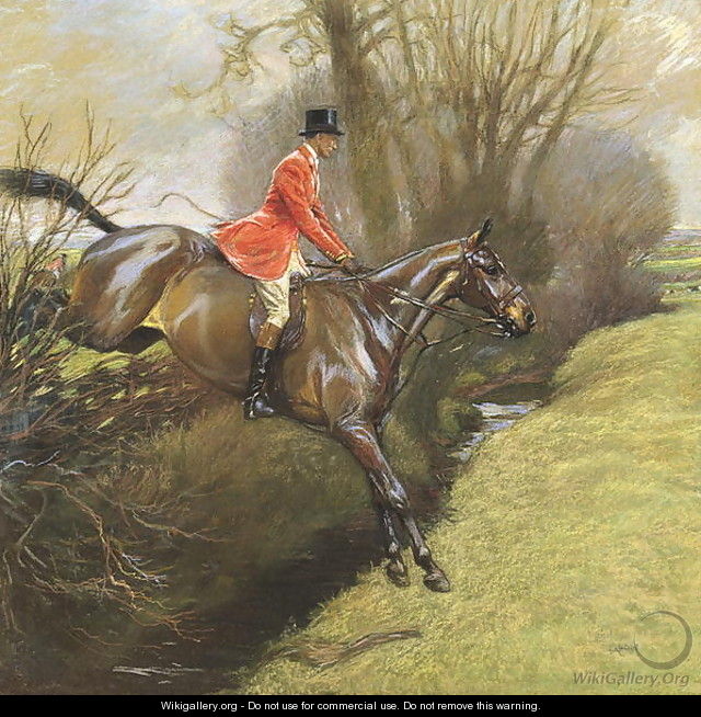 Ted Lyon Jumping a Hedge - Cecil Charles Aldin