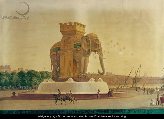 View of the Elephant Fountain at the Place de la Bastille c.1805-1810 - Jean Antoine Alavoine
