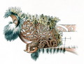 Richly decorated head of a war canoe belonging to Rauparaha - George French Angas