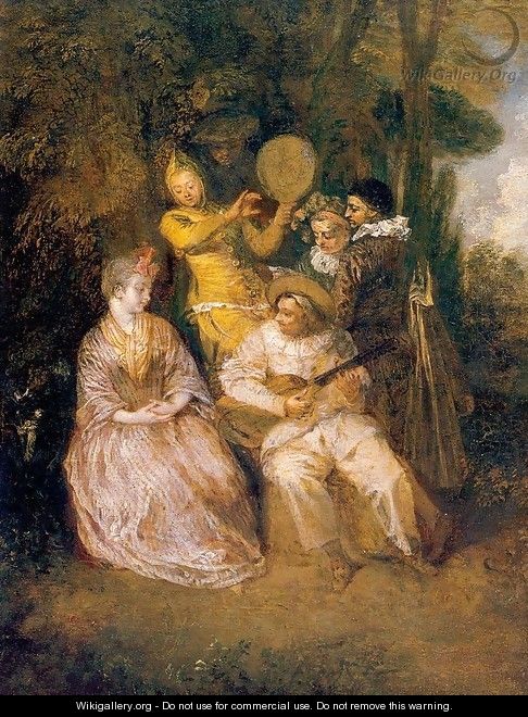 The Italian Serenade 1718 - Jean-Antoine Watteau