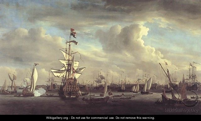The "Gouden Leeuw" before Amsterdam 1686 - Willem van de, the Younger Velde