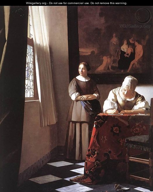 Lady Writing a Letter with Her Maid c. 1670 - Jan Vermeer Van Delft