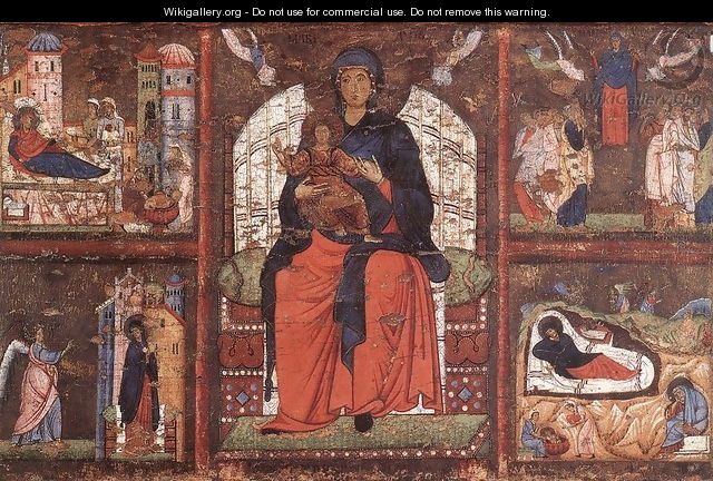 Virgin and Child Enthroned with Scenes from the Life of the Virgin 1270-75 - Italian Unknown Masters