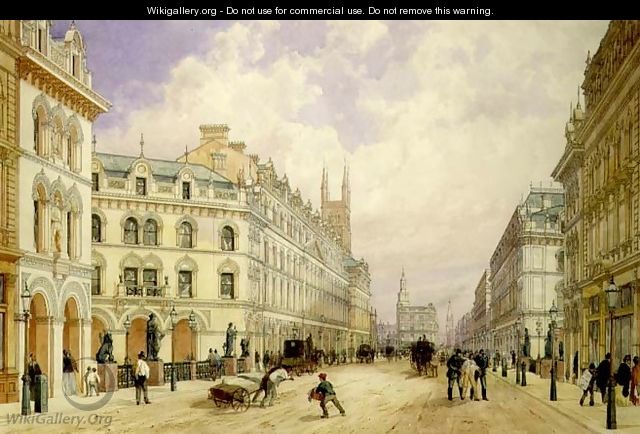 Holborn Viaduct looking East, City of London, 1871 - Thomas Shotter Boys