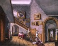 The Staircase, Strood Park, f26 from An Album of Interiors, (1) 1843 - Charlotte Bosanquet