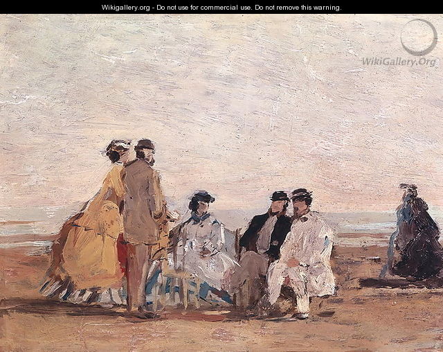 On the Beach at Trouville c.1865 - Eugène Boudin