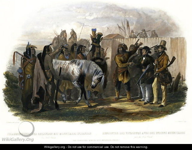 The Travellers Meeting with Minatarre Indians near Fort Clark, plate 26 from Volume 1 of 