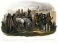 The Travellers Meeting with Minatarre Indians near Fort Clark, plate 26 from Volume 1 of 'Travels in the Interior of North America' 1843 - Karl Bodmer