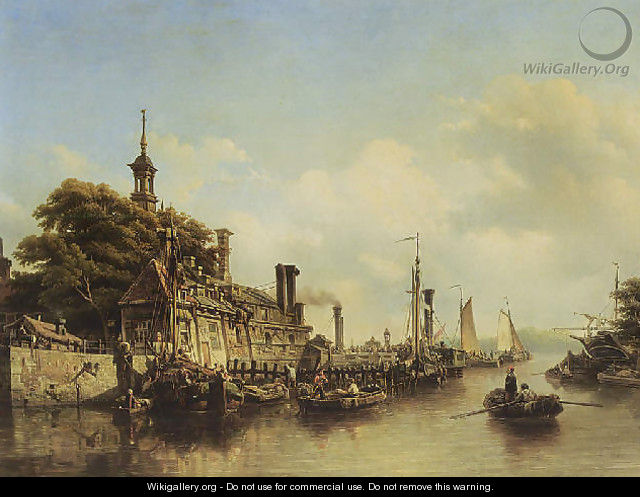 A view of the Hoofdpoort, Rotterdam 1851 - Elias Pieter van Bommel