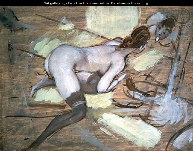Nude Woman reclining on Yellow Cushions - Giovanni Boldini