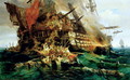 A Turkish Warship on Fire 1868 - Konstantinos (or Constantin) Bolanachi