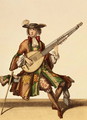 Gentleman Playing the Angelica, fashion plate, c.1695 - Nicolas Bonnart