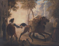 A coastal landscape with a cavalier purchasing an Arab stallion - Pierre-Nolasque Bergeret