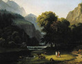 A wooded river landscape with Apollo and Mercury - Antoine-Felix Boisselier