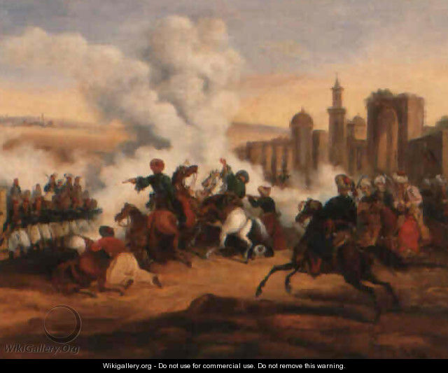 Scenes de combat entre Grecs et Turcs, lors de la Guerre d