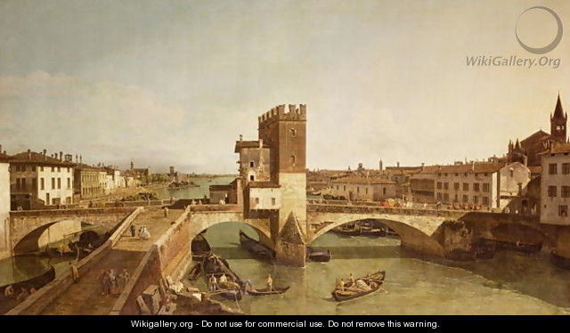 The Bridge at Delle Navi, Verona - Bernardo Bellotto (Canaletto)