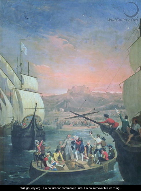 Departure of the Santa Maria, the Pinta and the Nina from Palos in 1492 - Antonio Cabral Bejarano