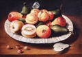 Still life of fruit in a Wan-Li porcelain dish - Osias, the Elder Beert