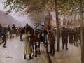 The Boulevards, Evening in Front of the Cafe Napolitain - Jean-Georges Beraud