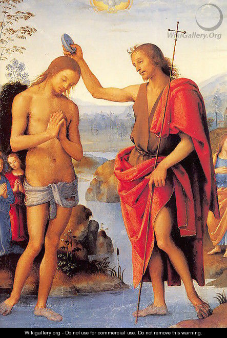 The Baptism of Christ 1490-1500 - Pietro Vannucci Perugino