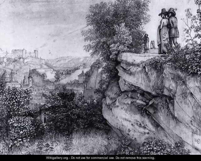 View of Salzburg and the Hohensalzburg Fortress fom the Monschberg 1818 - Johann Heinrich Ferdinand Olivier