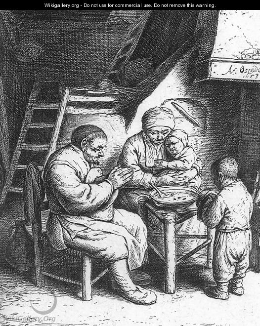 Prayer before the Meal 1653 - Adriaen Jansz. Van Ostade
