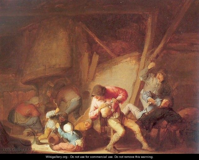 Drinking Figures and Crying Children 1634 - Adriaen Jansz. Van Ostade