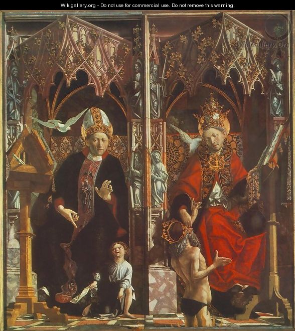 Altarpiece of the Church Fathers- St Augustine and St Gregory c. 1483 - Michael Pacher