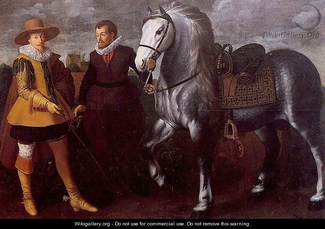 Gentleman with Groom and Horse - Adriaen van Nieulandt