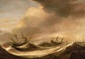 Ships in a Heavy Sea Running Before a Storm c. 1640 - Pieter the Elder Mulier