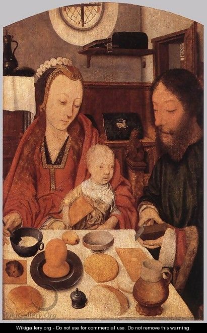 The Holy Family at Table 1495-1500 - Jan Mostaert