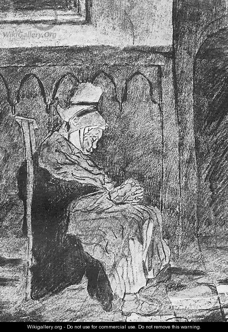 Old Breton Woman Asleep in Church - Vincent Van Gogh