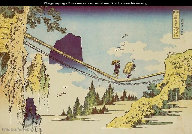 Suspension Bridge on the Border of Hida and Etchu Provinces (Hietsu no sakai tsuribashi) - Katsushika Hokusai