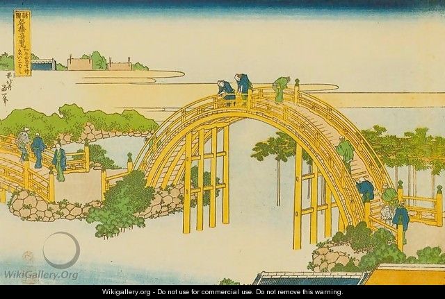 Drum Bridge at Kameido Shrine (Kameido tenjin taikobashi) - Katsushika Hokusai