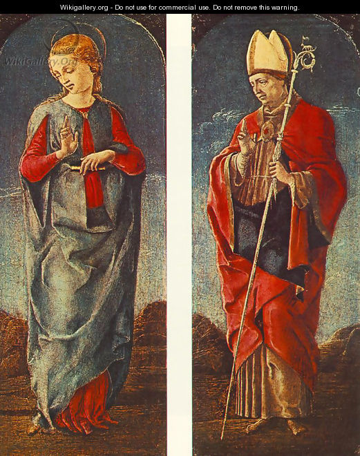 Virgin Announced and St Maurelio (panels of a polyptych) c. 1475 - Cosme Tura
