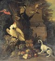 A Monkey, a Dog and Various Birds in a Landscape - Tobias Stranover