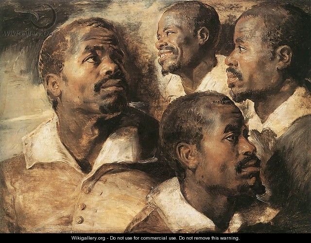 Four Studies of the Head of a Negro - Peter Paul Rubens