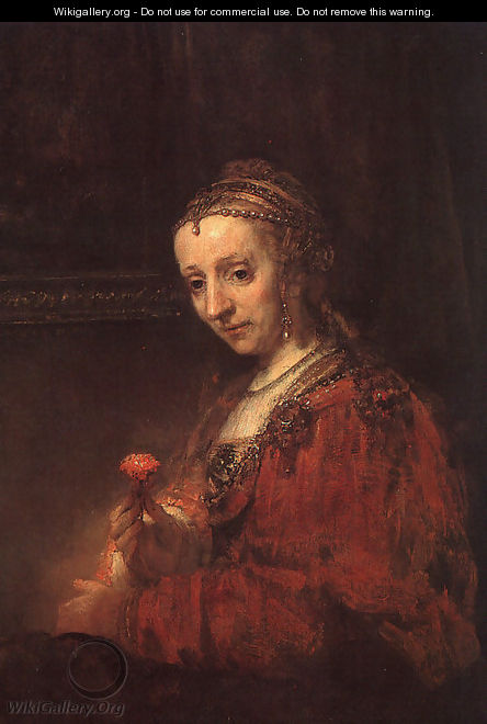 Lady with a Pink - Rembrandt Van Rijn