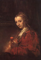 Lady with a Pink - Rembrandt Van Rijn