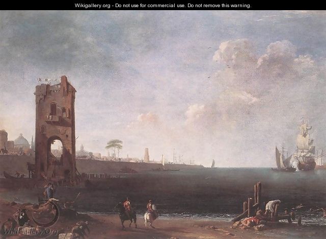 Coastal View with Tower 1715-20 - Marco Ricci