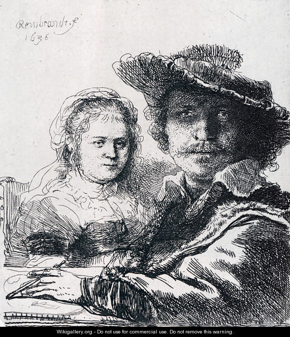 Self-portrait With Saskia - Rembrandt Van Rijn