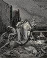 The Inferno, Canto 8, lines 39-41: My teacher sage Aware, thrusting him back: Away! down there To the other dogs! - Gustave Dore