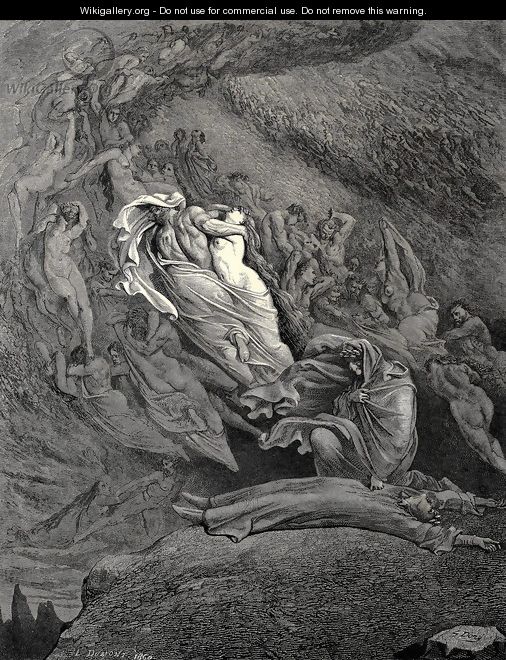 The Inferno, Canto 5, lines 137-138: I through compassion fainting, seemd not far From death, and like a corpse fell to the ground. - Gustave Dore