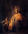 David Playing The Harp To Saul - Rembrandt Van Rijn