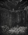 The Inferno, Canto 29, lines 52-56: Then my sight Was livelier to explore the depth, wherein The minister of the most mighty Lord, All-searching Justice, dooms to punishment The forgers noted on her dread record. - Gustave Dore