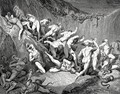 The Inferno, Canto 24, lines 89-92: Amid this dread exuberance of woe Ran naked spirits wingd with horrid fear, Nor hope had they of crevice where to hide, Or heliotrope to charm them out of view. - Gustave Dore